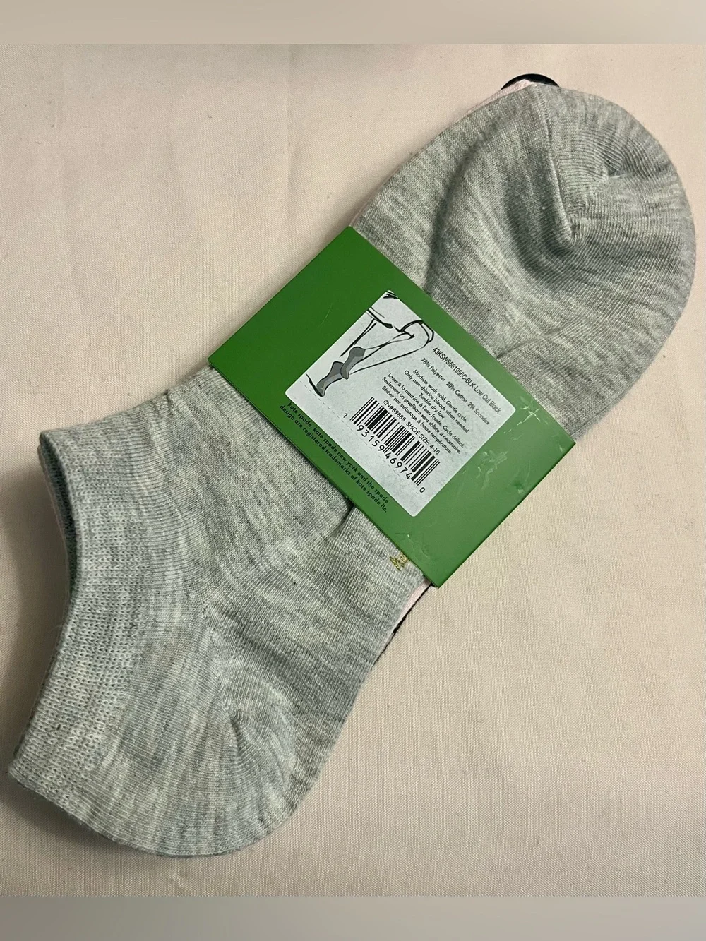 KATE SPADE Women's Multicolor Low-Cut Socks. Size: 4-10. Black, Pink, & Gray.